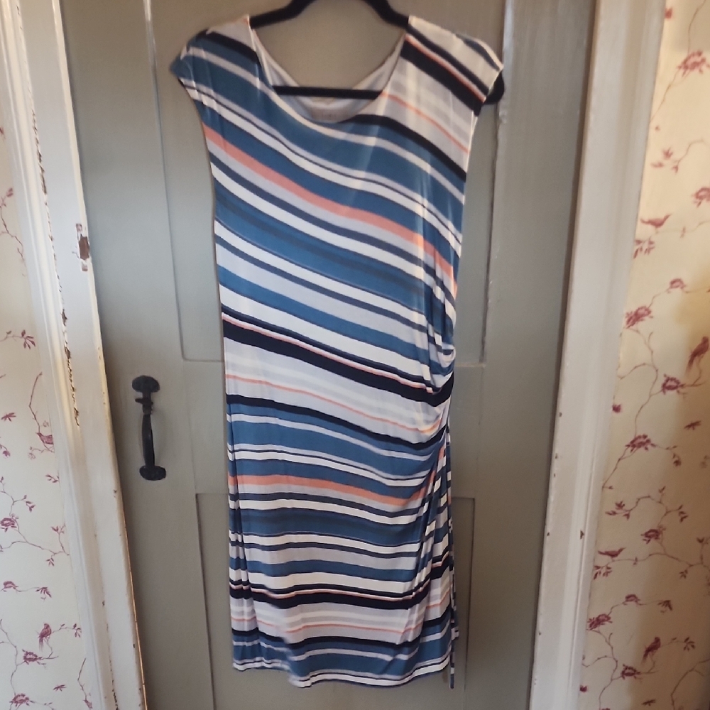 LOFT Multicolor Striped Midi Dress